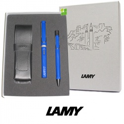 德國 LAMY 狩獵者系列禮盒(皮革筆套/原子筆/鋼筆送吸水器)7色可選 LM214S