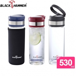 BLACK HAMMER 巧緹耐熱玻璃水瓶530ml (附布套)BH-G532