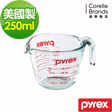 【康寧PYREX】耐熱玻璃單耳量杯250ML